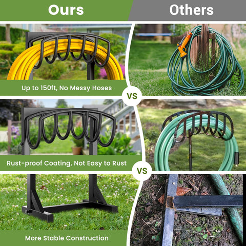 Pattiumo garden hose holder stand powder-coated metal finish for outdoor durability.