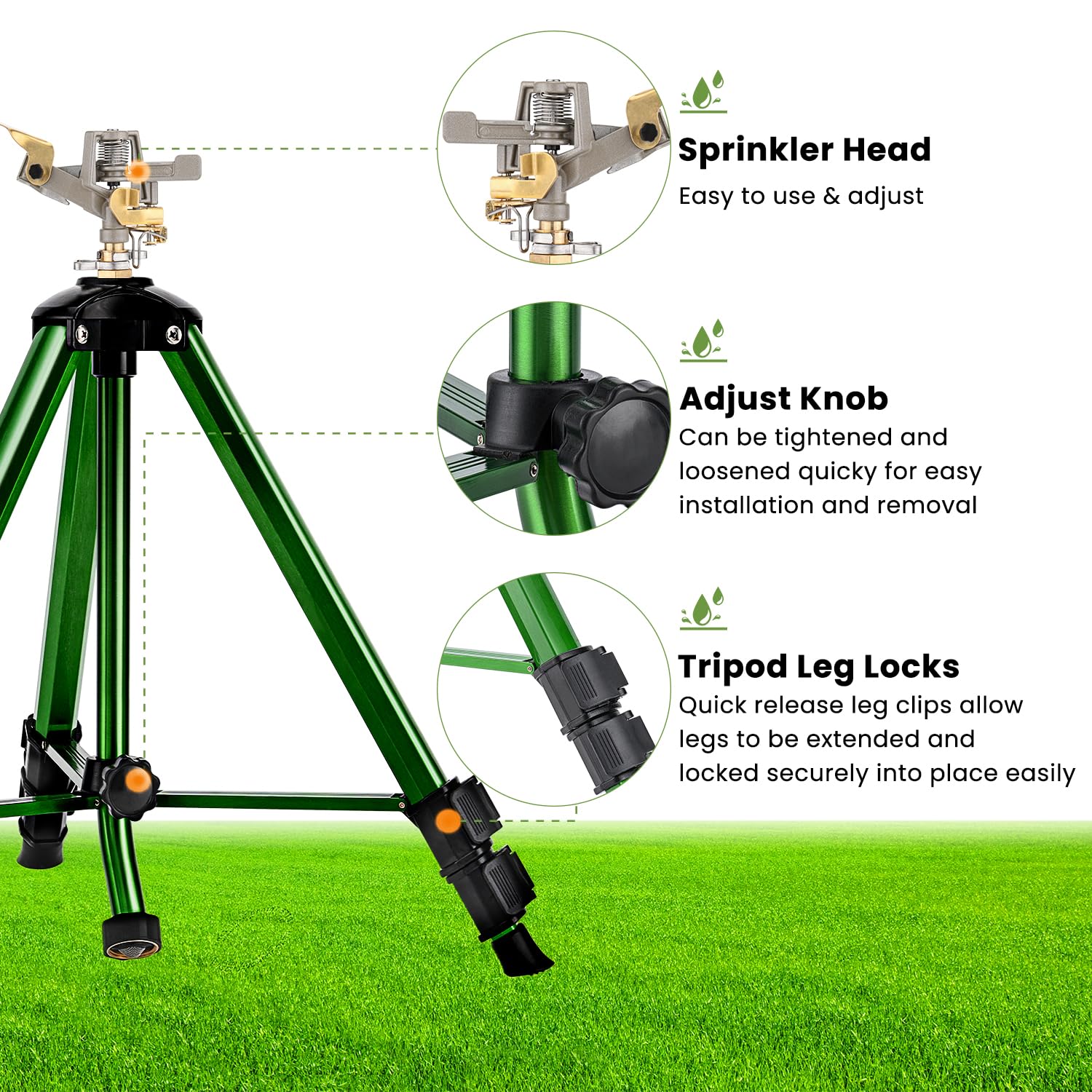 Pattiumo metal tripod base highlighting durability and steady watering performance.