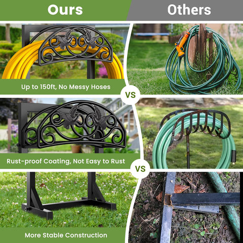 No drilling required with Pattiumo freestanding hose holder for easy setup.