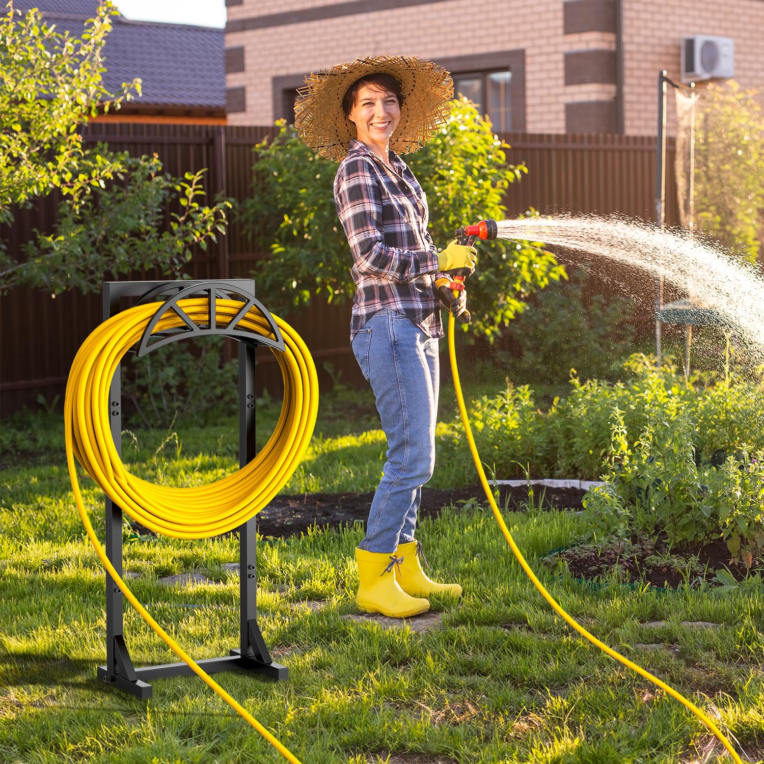 Pattiumo yard hose management stand helps keep garden tidy