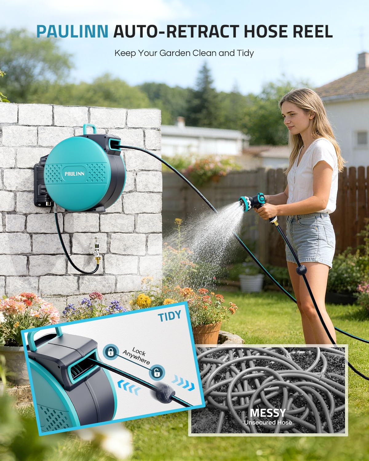 PAULINN slow-return system prevents tangles and abrupt rewinds.