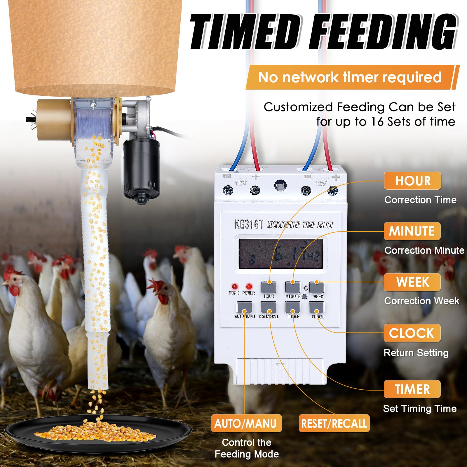 PAUQRWIE large feed opening reduces grain jams during dispensing