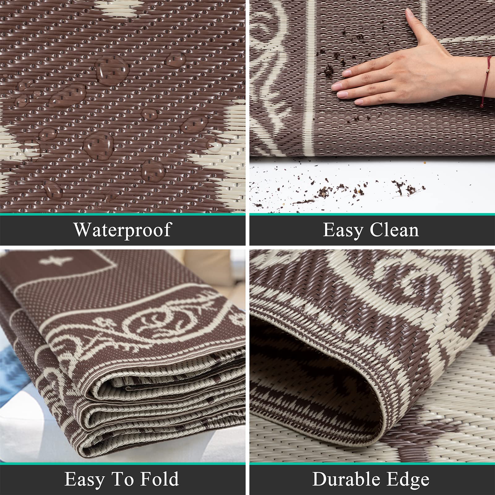 Pauwer easy-clean outdoor rug designed for spills and dirt
