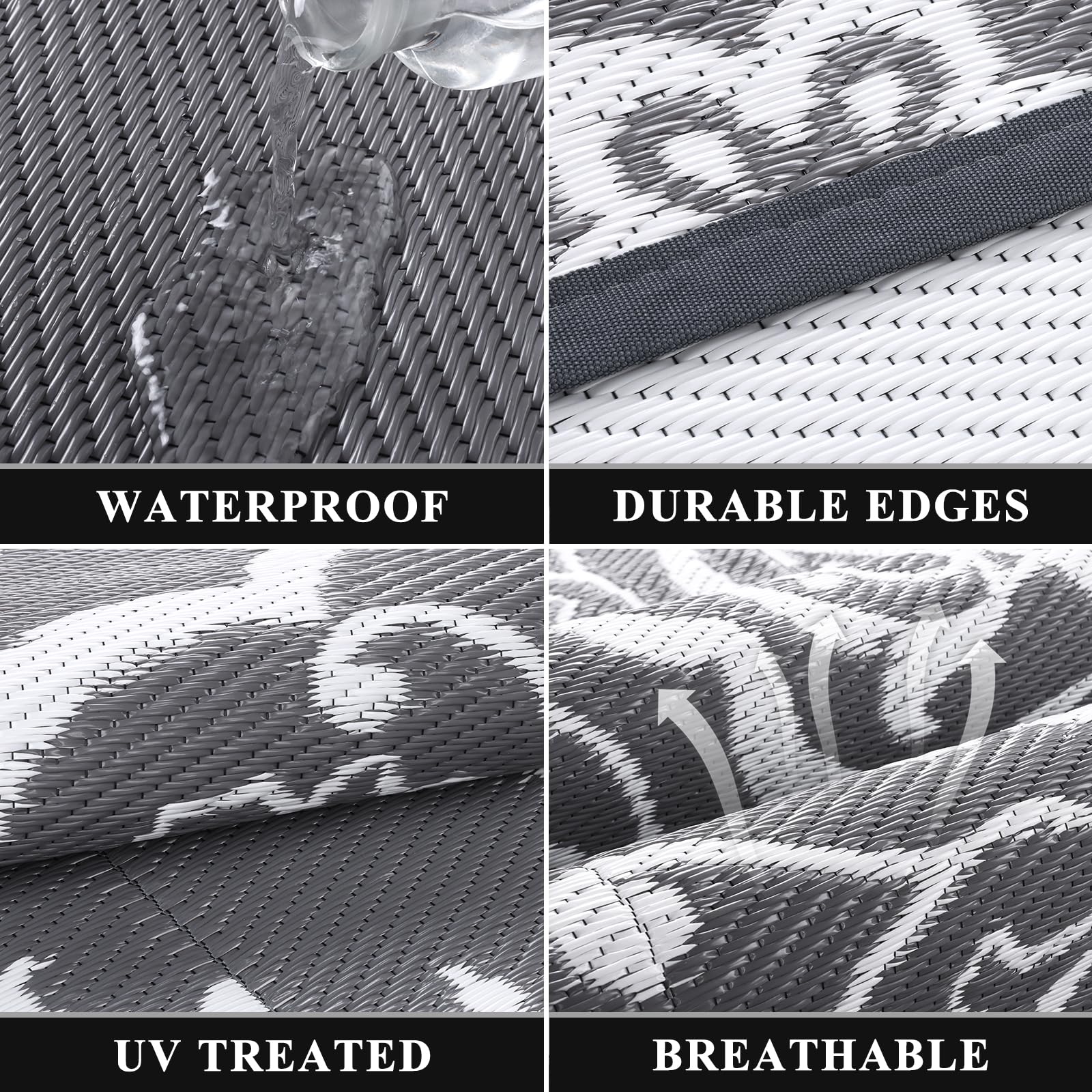 Pauwer easy-clean rug cleans quickly with hose or wipe.