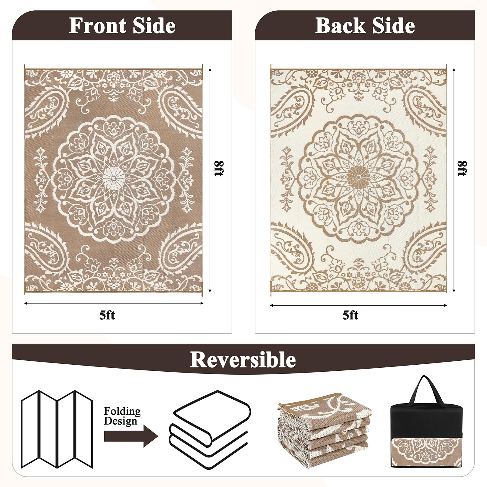 Pauwer floral-pattern reversible side; refresh balcony or porch easily.