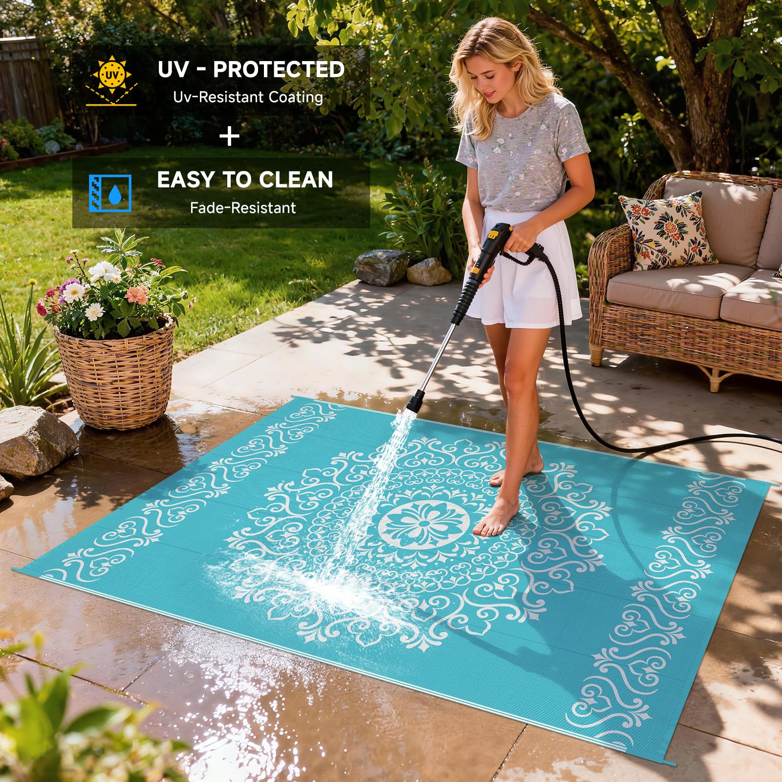 Pauwer rug edge is heat-treated to prevent fraying during use.