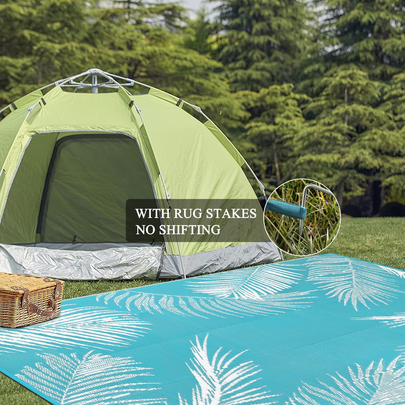 Pauwer leaf-teal pattern on both sides ready for deck or beach setup