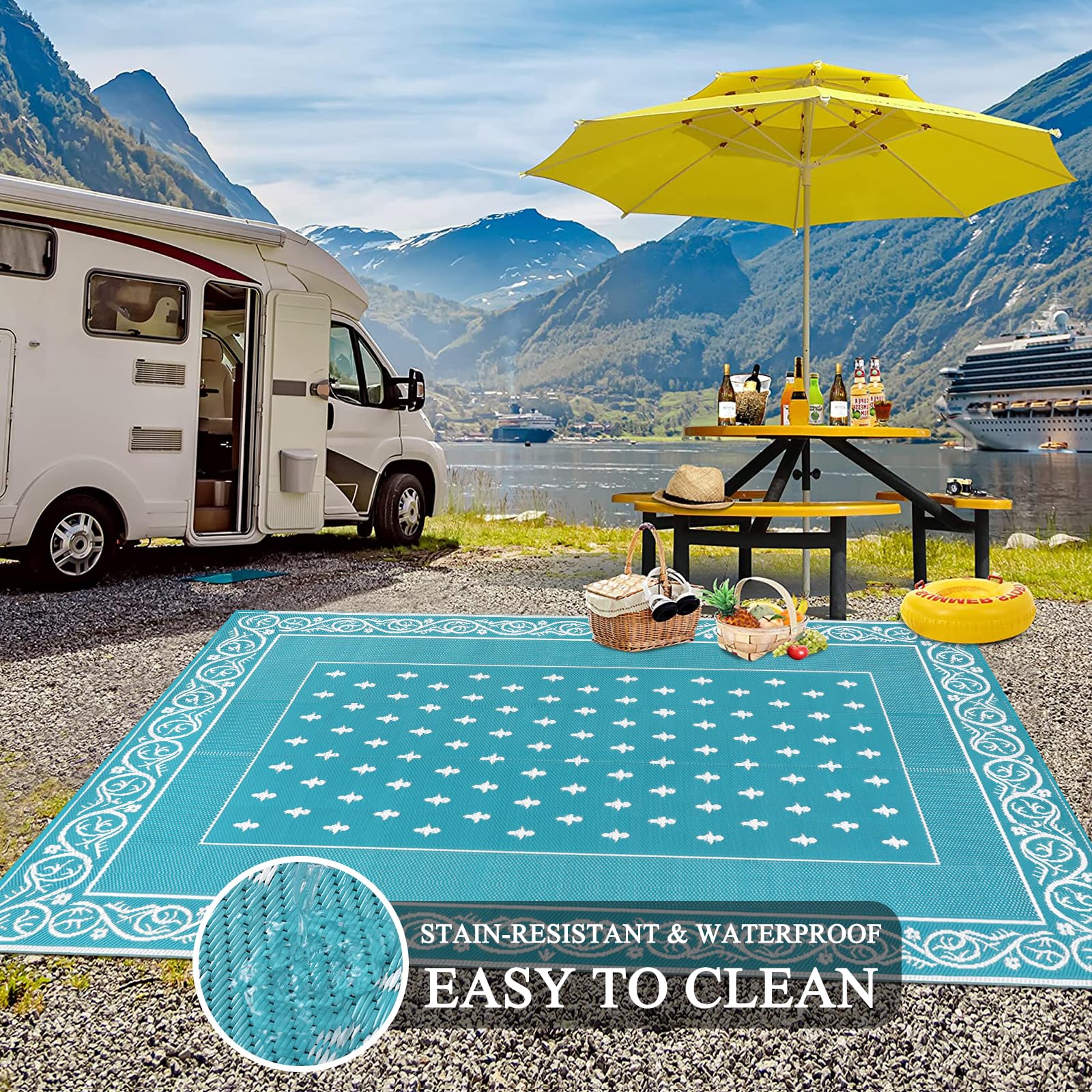 Pauwer lightweight rug with carrying bag for travel and camping.