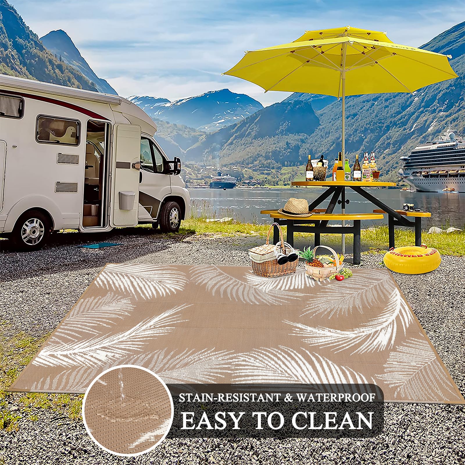Pauwer lightweight portable camping rug with carrying bag for easy transport.