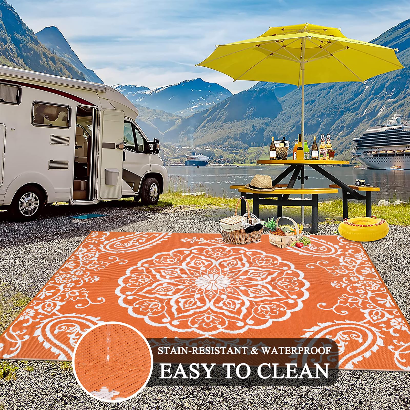 Pauwer lightweight RV mat for camping and travel