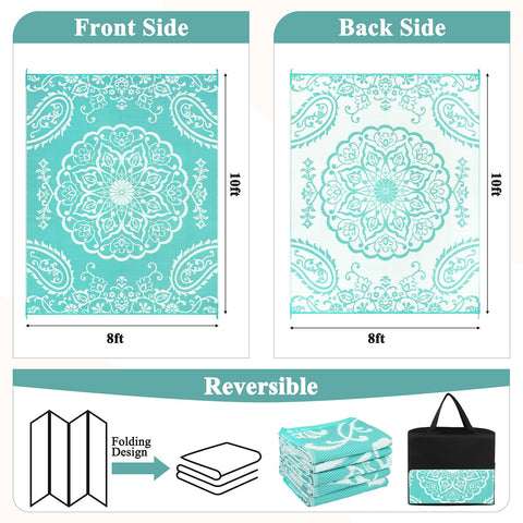 Pauwer 8x10 reversible rug back floral pattern, quick mood refresh for outdoors.
