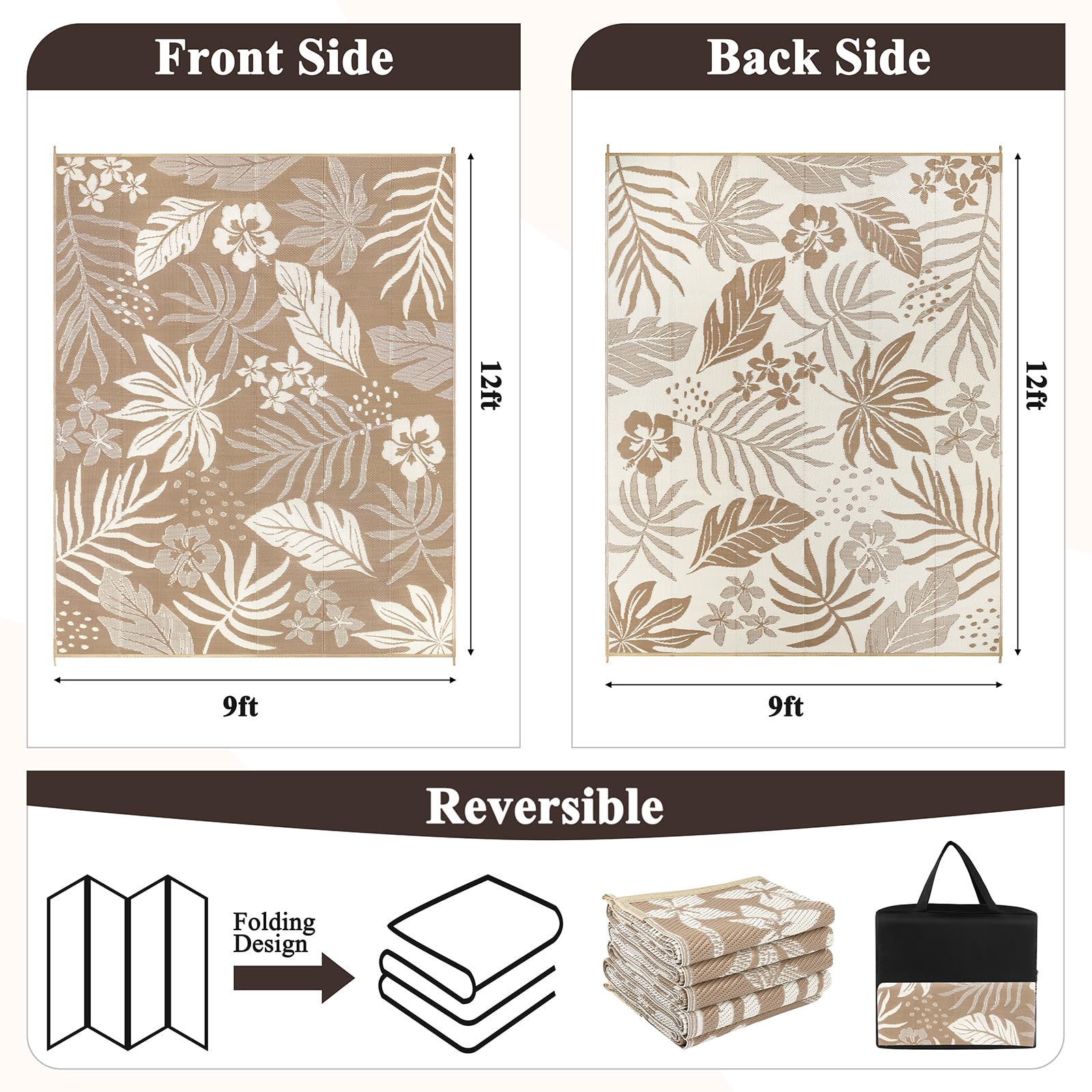 Pauwer outdoor rug reversible floral pattern for versatile décor