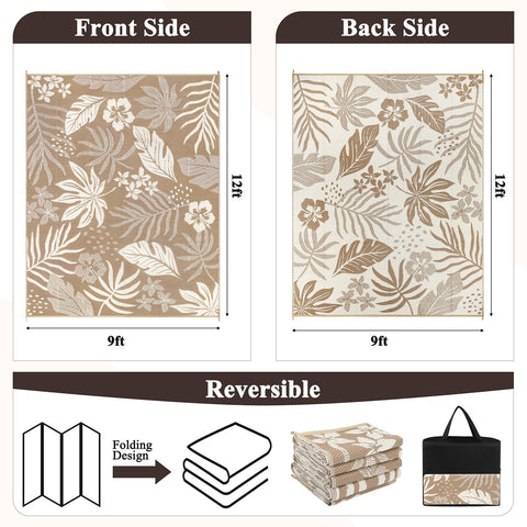 Pauwer outdoor rug reversible floral pattern for versatile décor