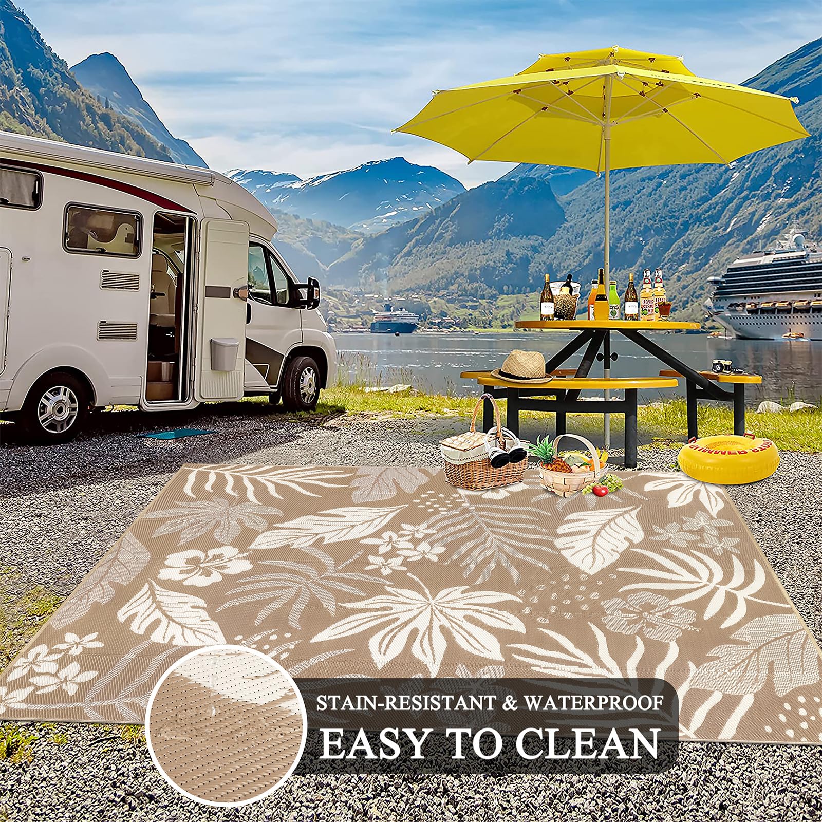 Pauwer patio rug provides soft comfort on outdoor surfaces