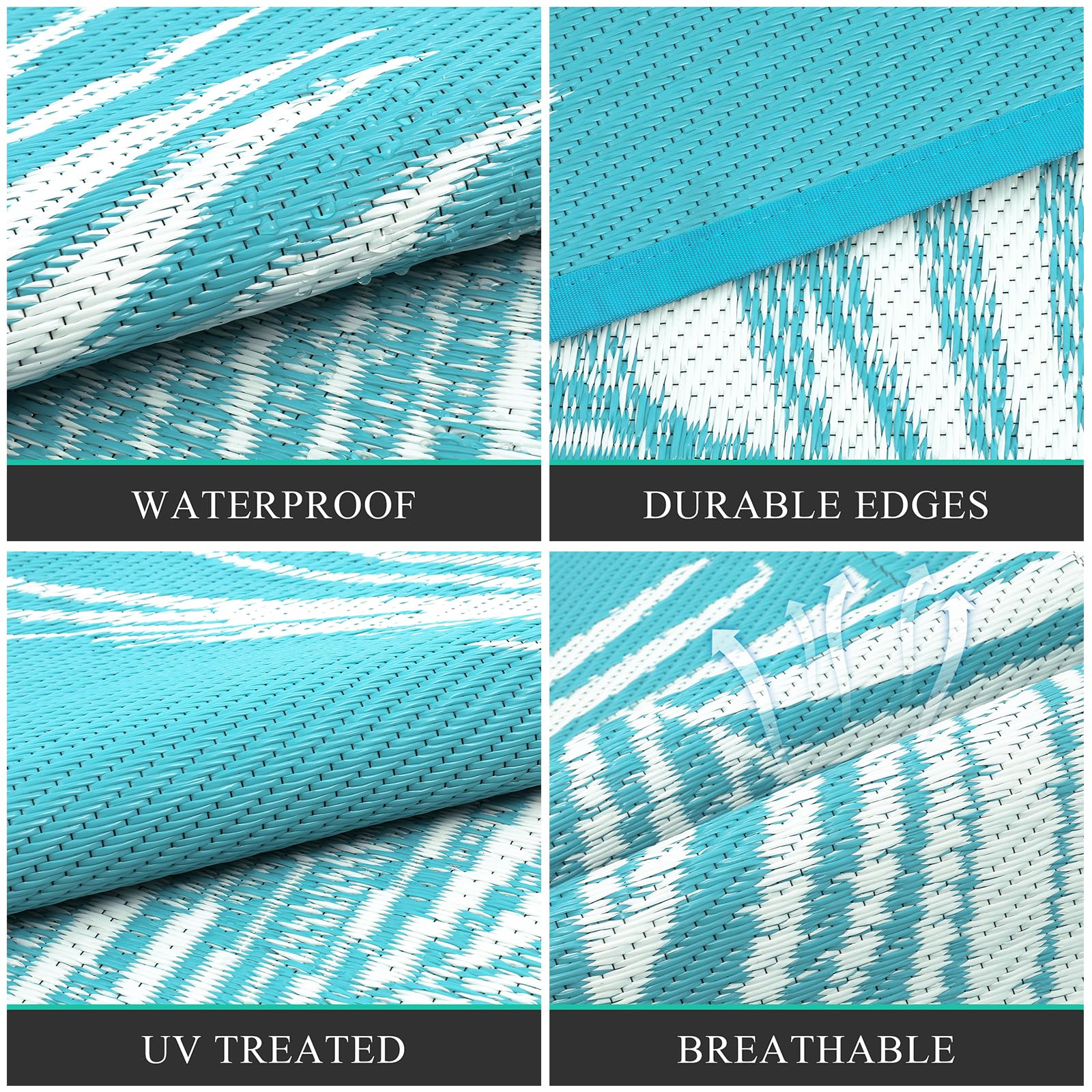 Pauwer polypropylene outdoor rug with UV coating for lasting color