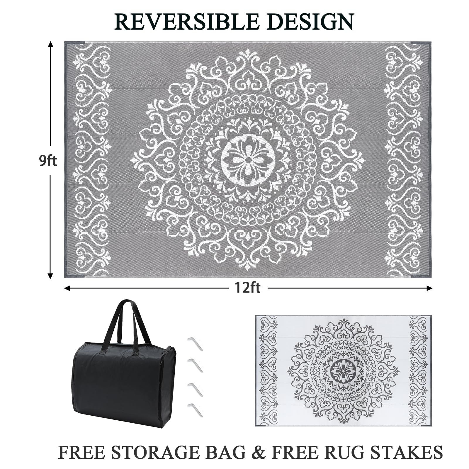 Pauwer reversible floral pattern rug for quick patio refresh.
