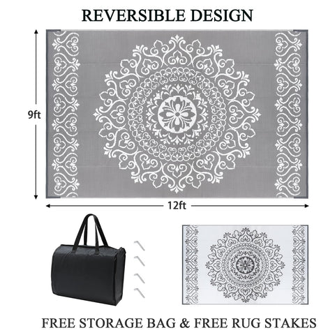 Pauwer reversible floral pattern rug for quick patio refresh.