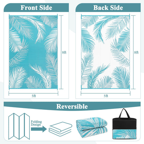 Pauwer reversible leaf pattern outdoor rug for dual-sided décor refresh