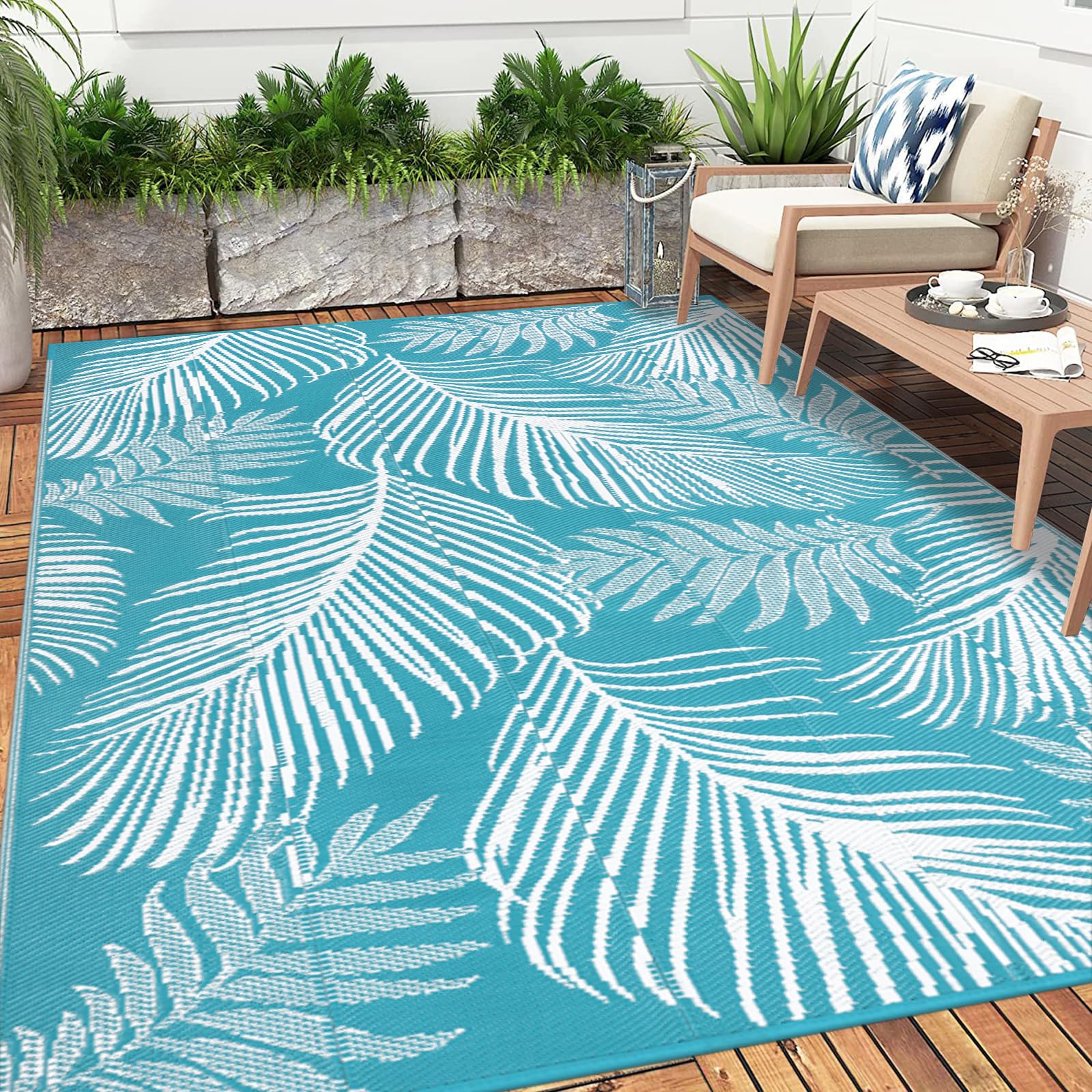 Pauwer versatile outdoor rug elevates patio or RV space with soft touch.