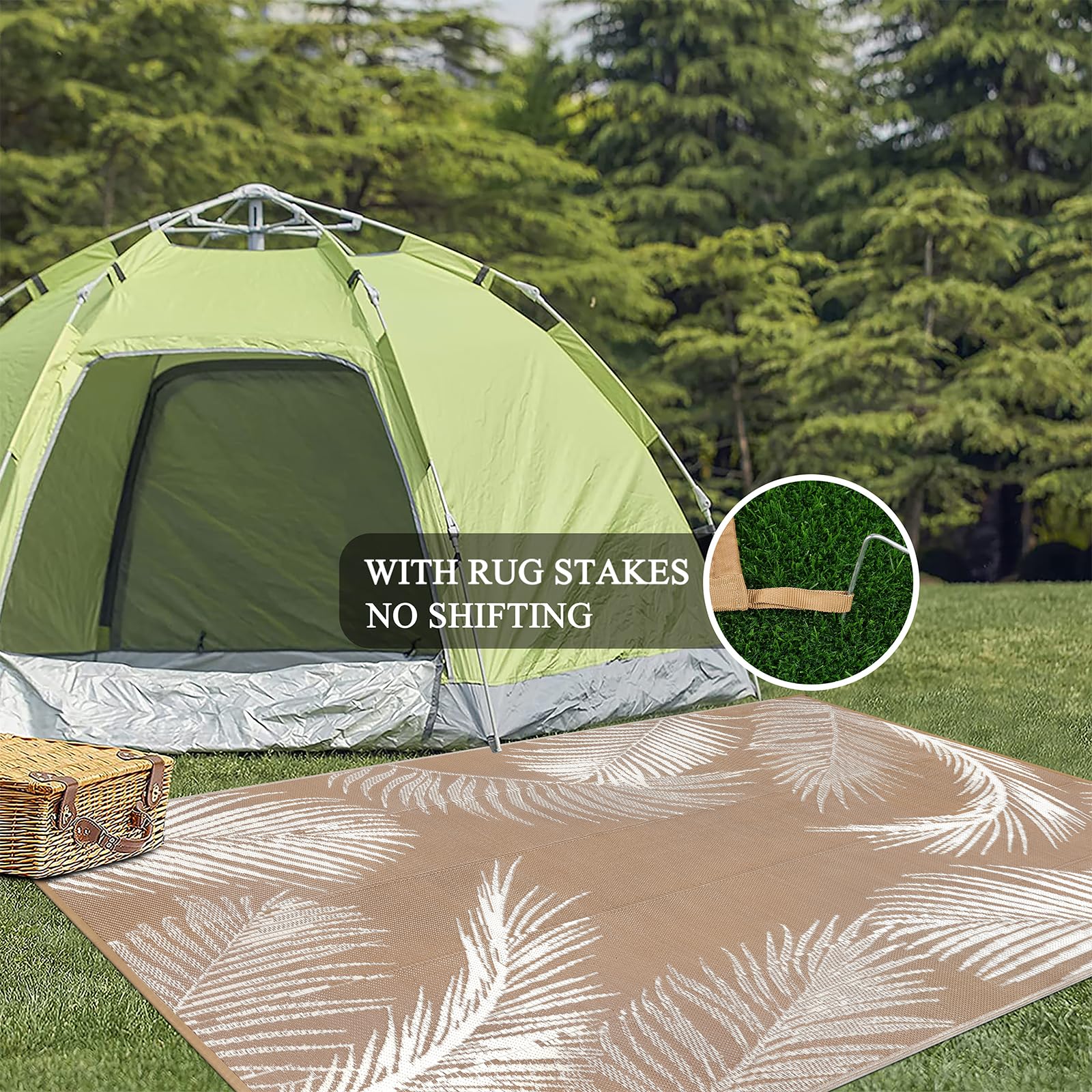 Pauwer rv camping mat versatile for decks, porches, and picnics.