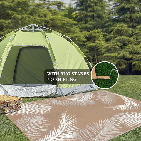 Pauwer rv camping mat versatile for decks, porches, and picnics.