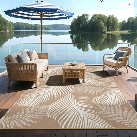 Pauwer stakes help keep the rug secure on deck, sand, or grass.