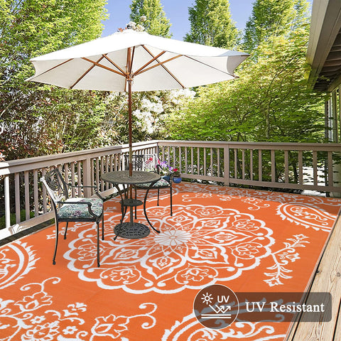 Pauwer UV coated outdoor rug preserves colors under sun
