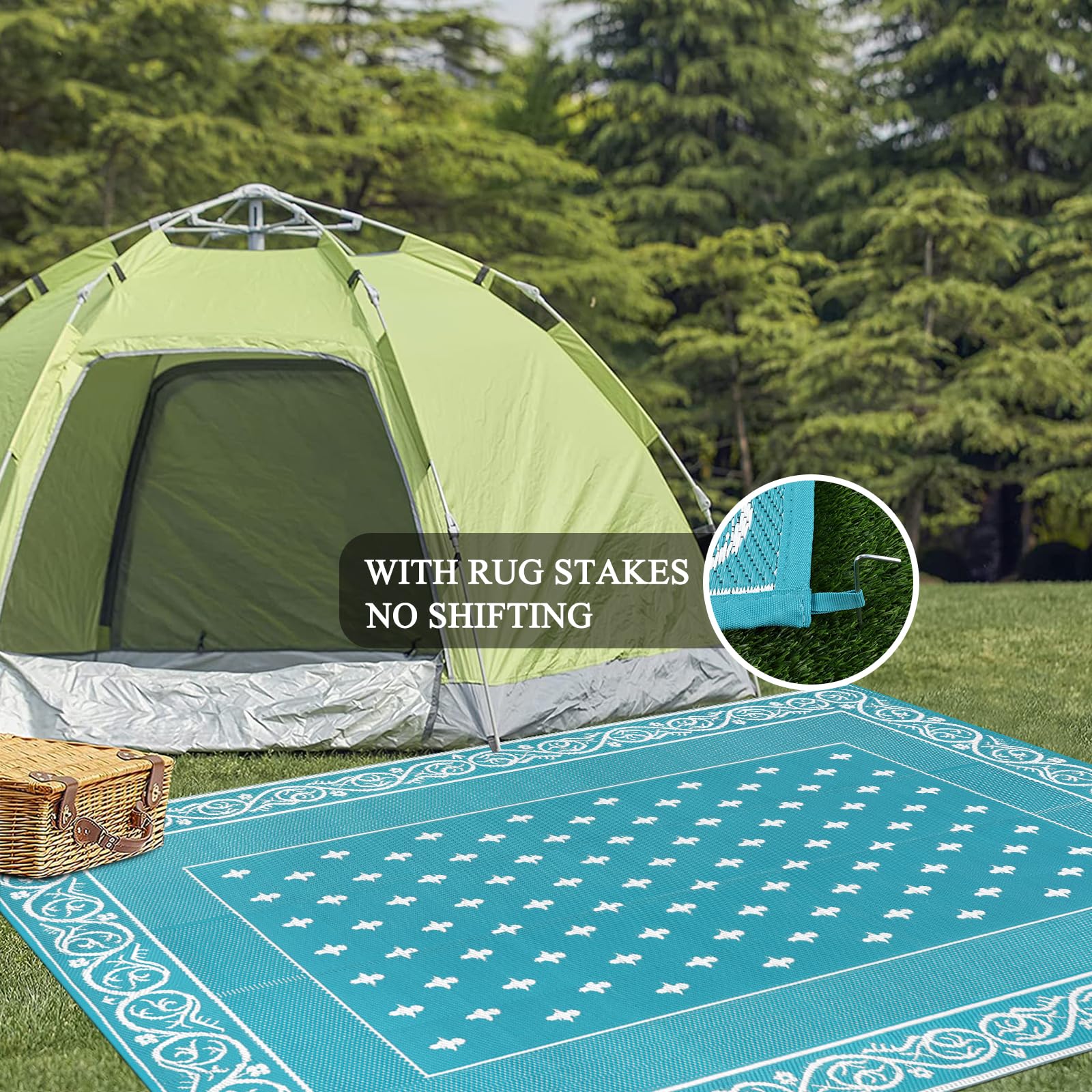 Pauwer versatile outdoor rug suits patio, deck, garden, and RV.