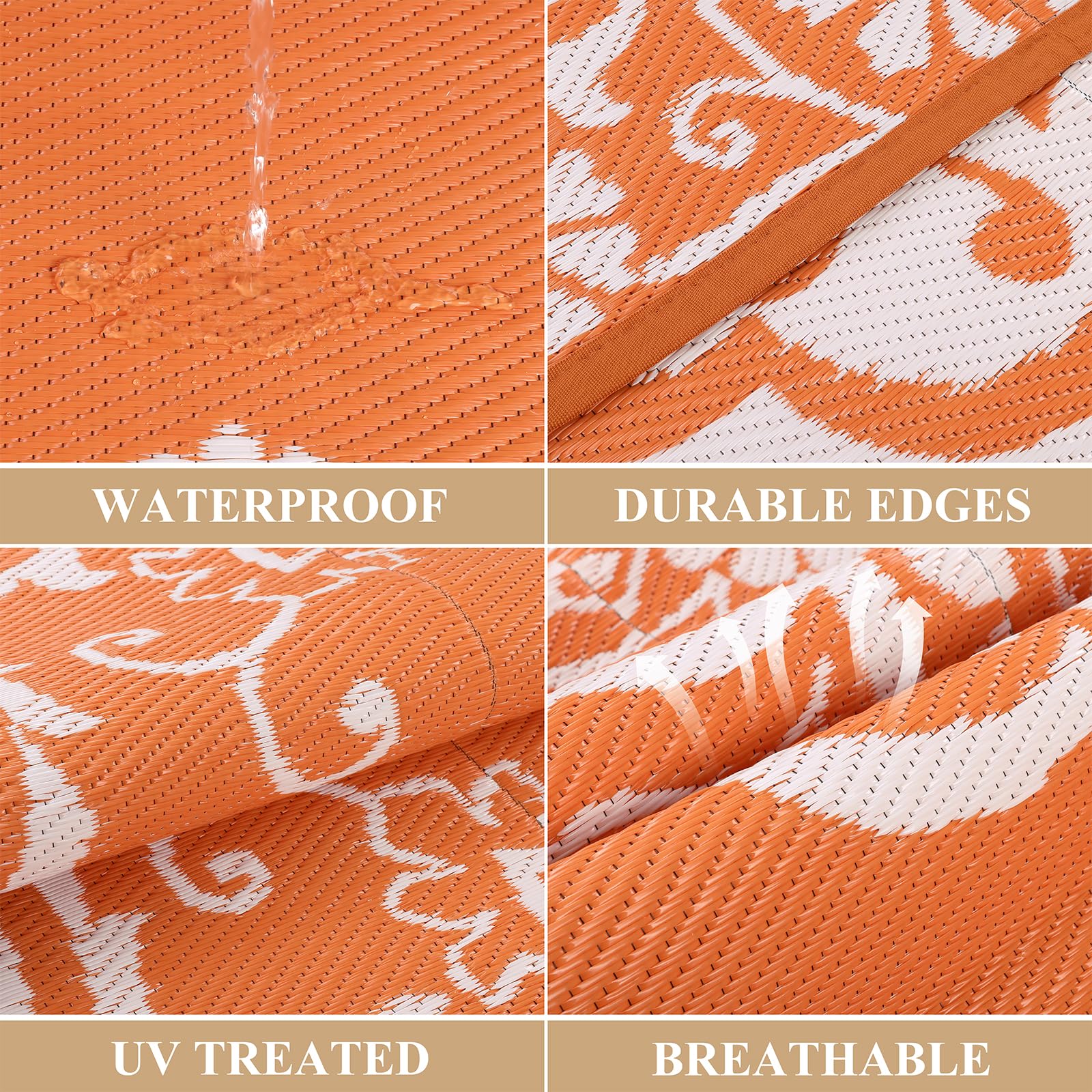 Pauwer waterproof plastic straw rug ideal for decks and picnics