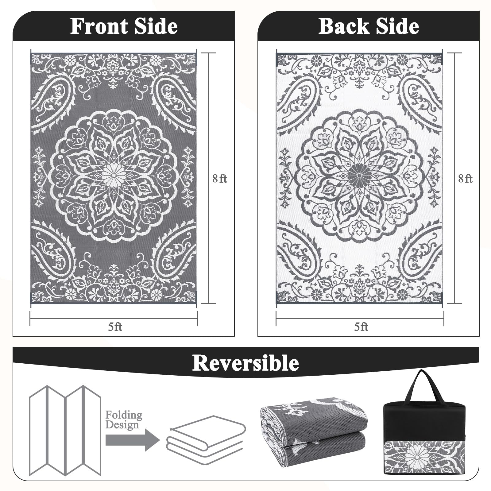 Pauwer waterproof polypropylene rug with UV coating resists fading.