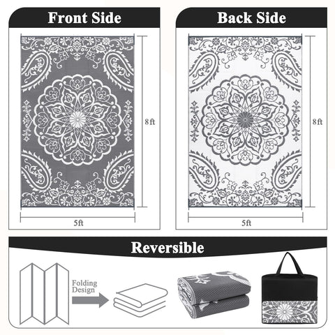 Pauwer waterproof polypropylene rug with UV coating resists fading.