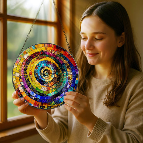 Pauyadu diamond glass window hanging with crystal-like glow for any room.