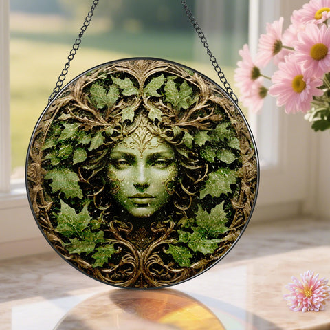 Pauyadu Green Man suncatcher ideal for porch or kitchen window display