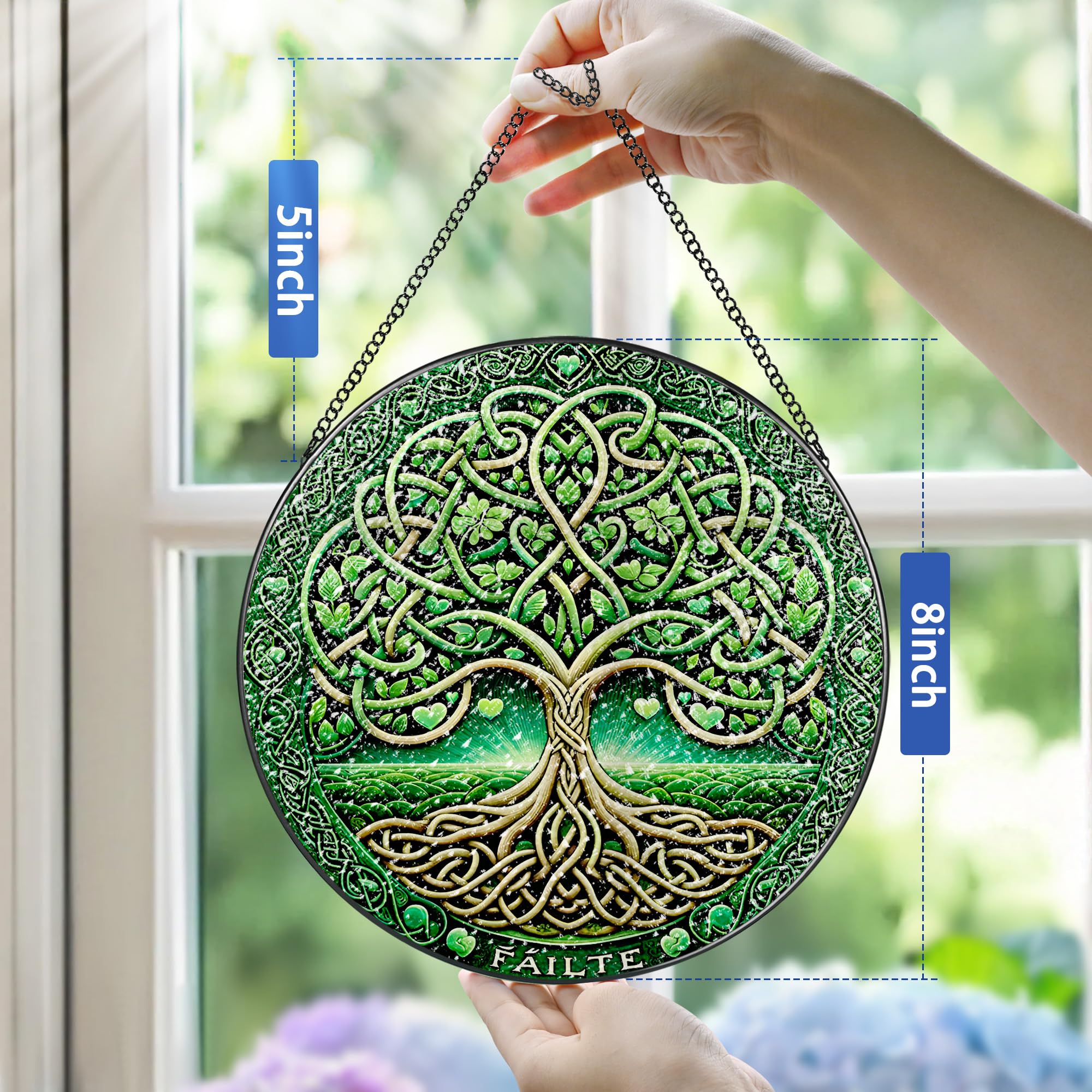 Pauyadu metal frame suncatcher with chain, easy to hang on windows or walls