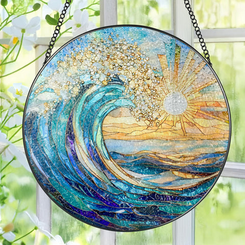 Pauyadu Sea Wave suncatcher casts rainbow light through bright windows.