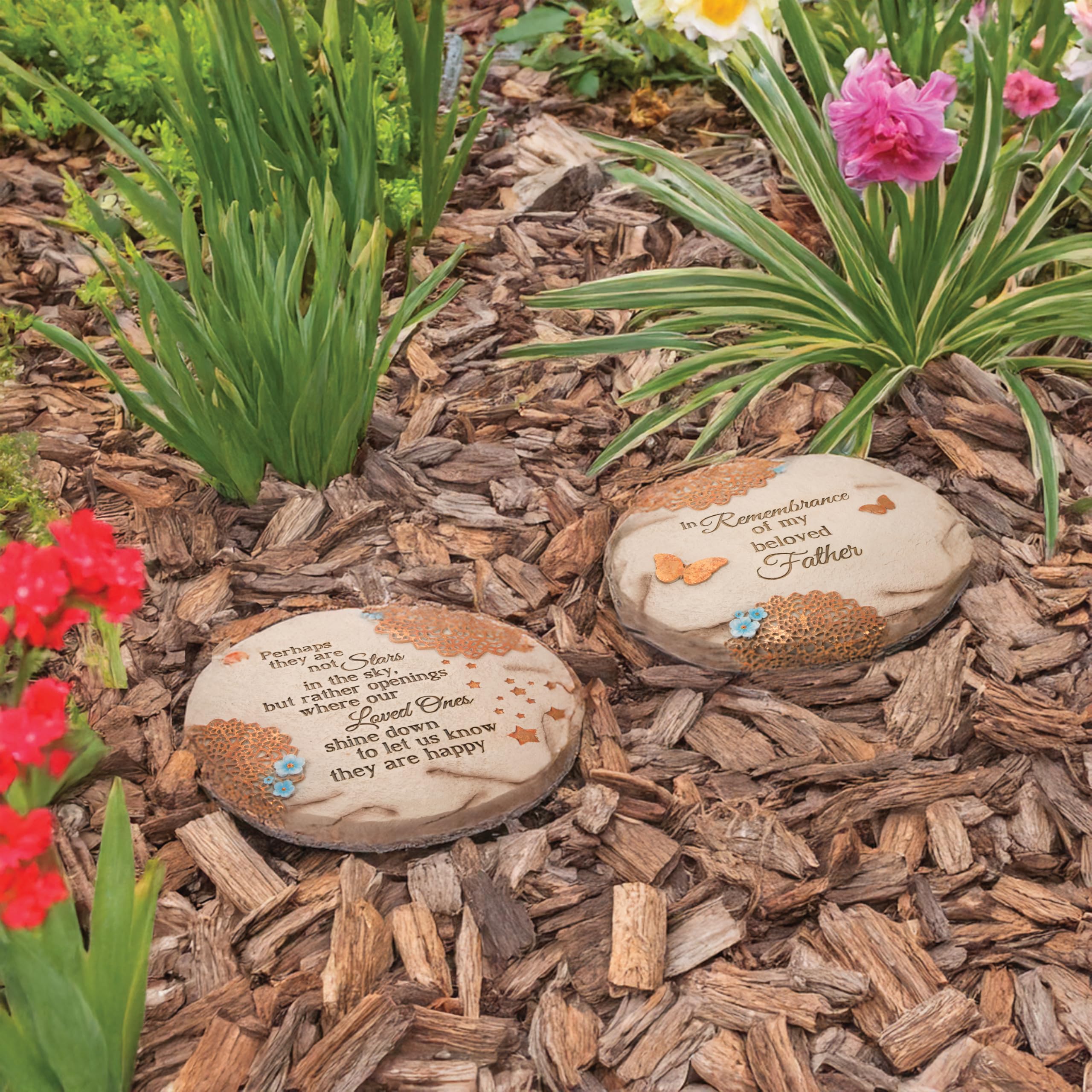Natural earthy tones of the Stars in the Sky stone complement plants and soil.
