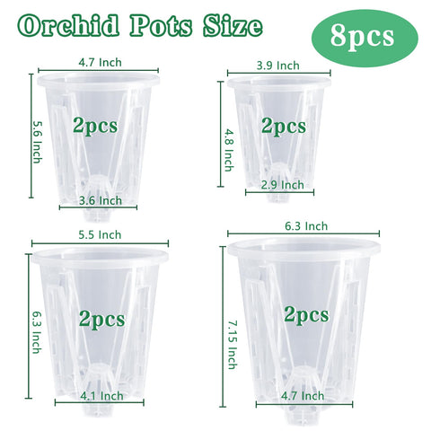 Pavtner orchid pot 4-7 inch clear with holes, ideal for visible root monitoring.