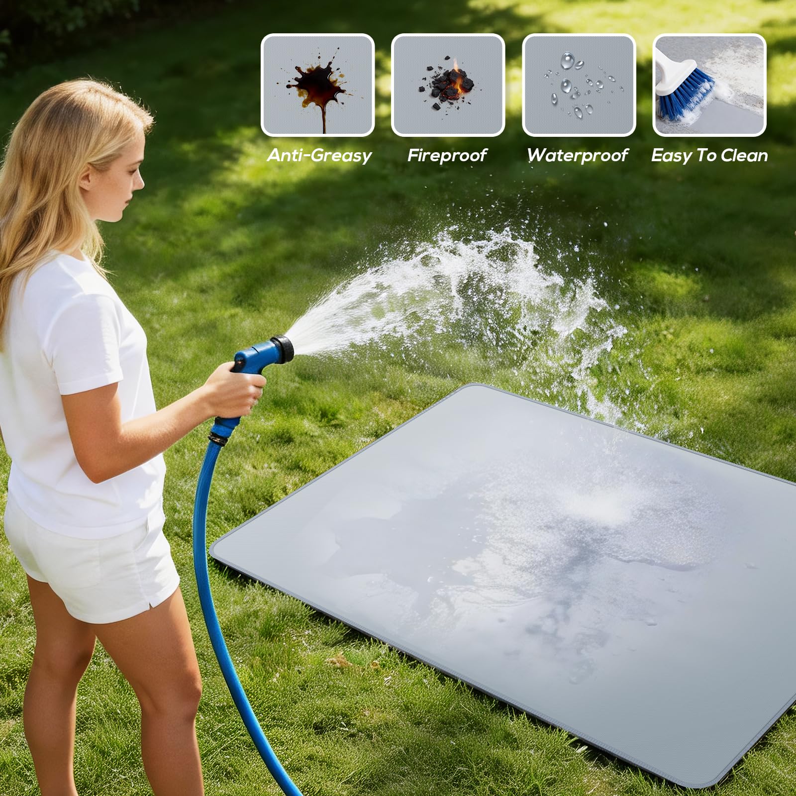 PAWBOSE indoor outdoor grill mat versatile for fire pits and fireplaces.