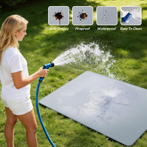 PAWBOSE indoor outdoor grill mat versatile for fire pits and fireplaces.