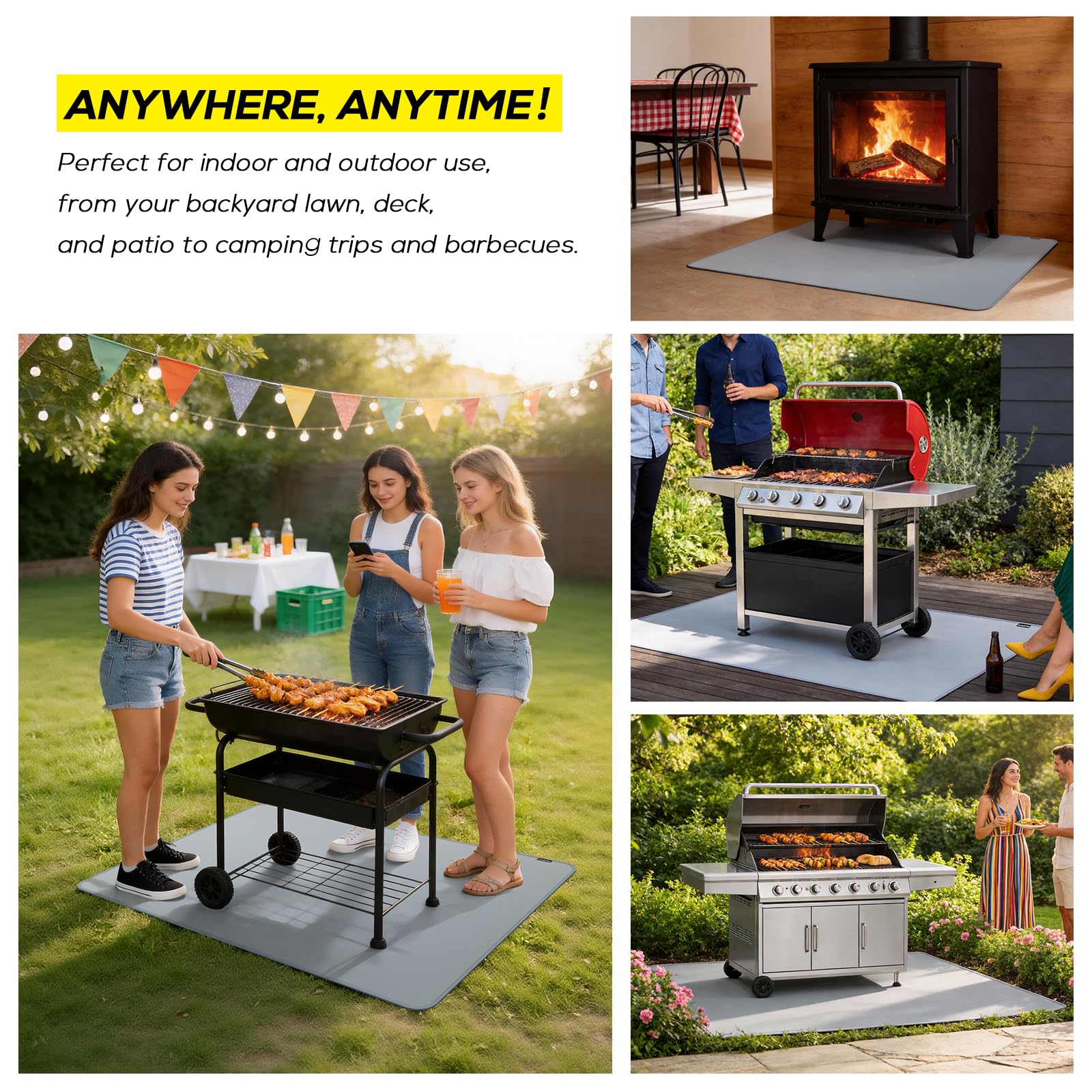 PAWBOSE 65x48 inch protection under grill creating cleaner outdoor cooking area.