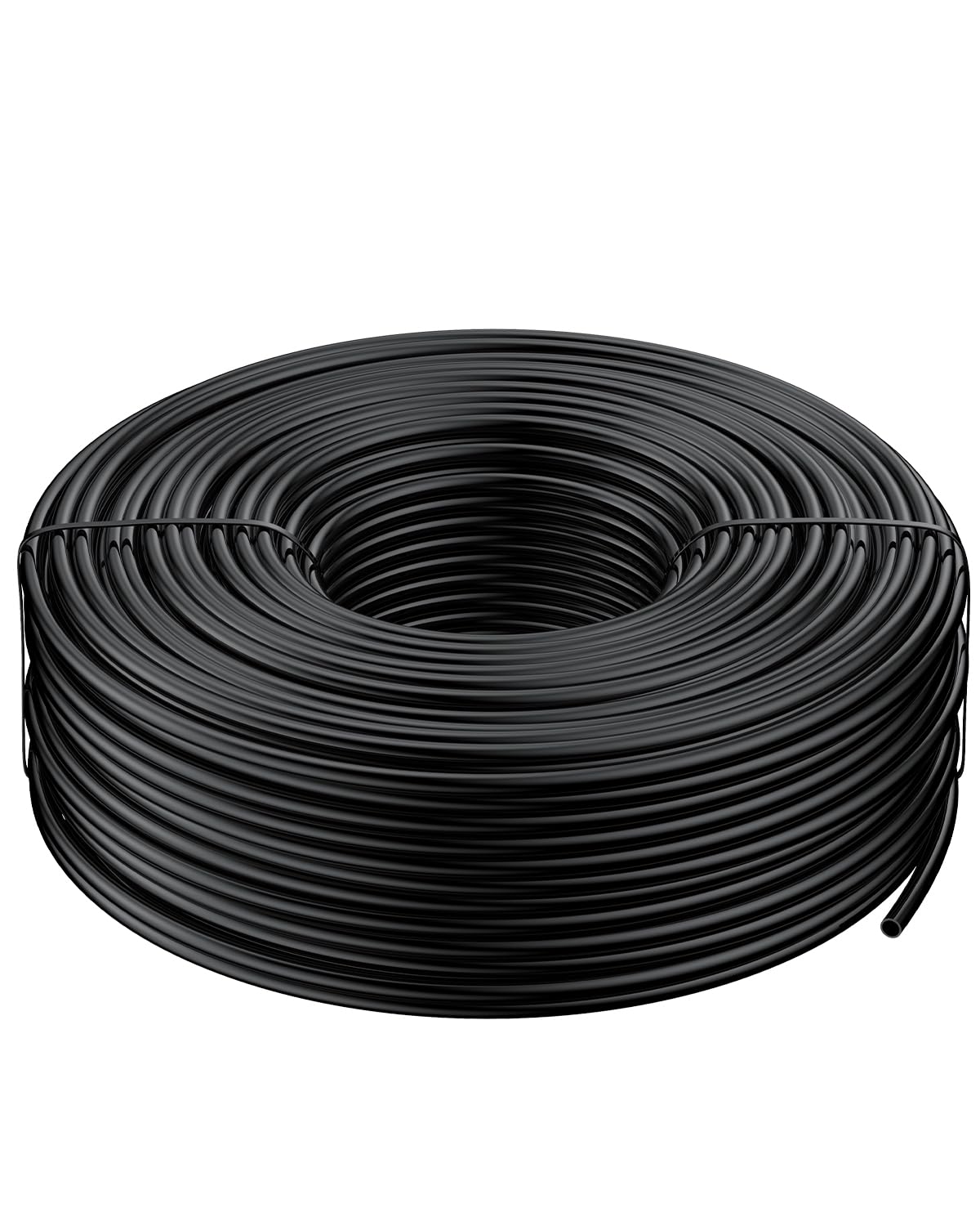 Pawfly 200 ft drip tubing in black for efficient micro-irrigation in gardens.