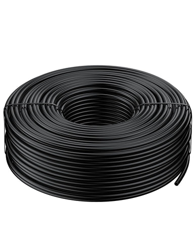 Pawfly 200 ft drip tubing in black for efficient micro-irrigation in gardens.
