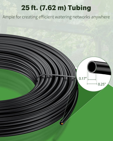 Pawfly black PE distribution tubing, rugged and flexible for reliable plant watering.