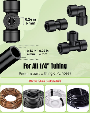 Pawfly couplings for quarter-inch tubing provide durable, weather-resistant connections.