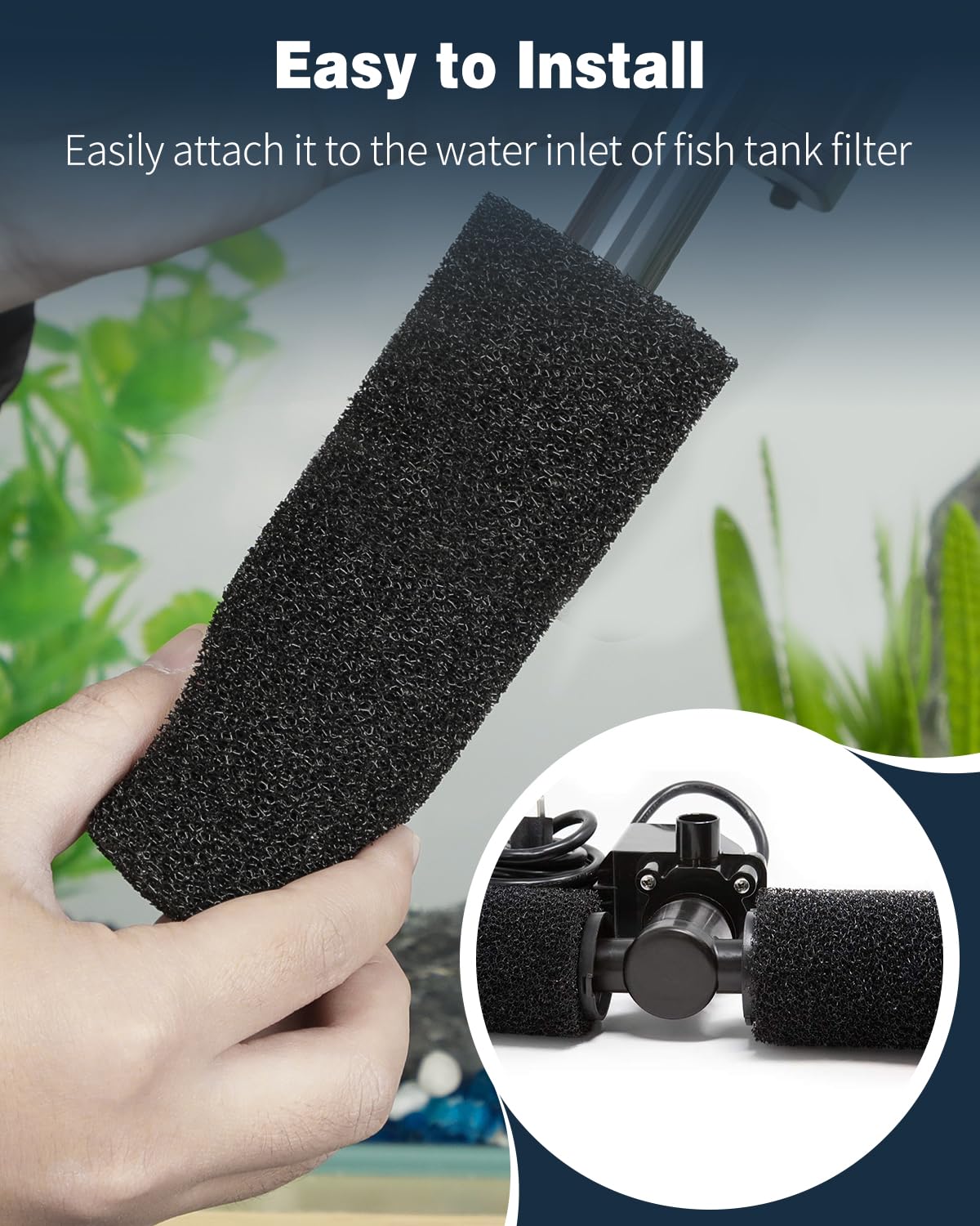 Pawfly soft, flexible foam slides easily onto the pump intake.