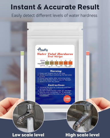 Pawfly strip applied to tap water to monitor hardness regularly