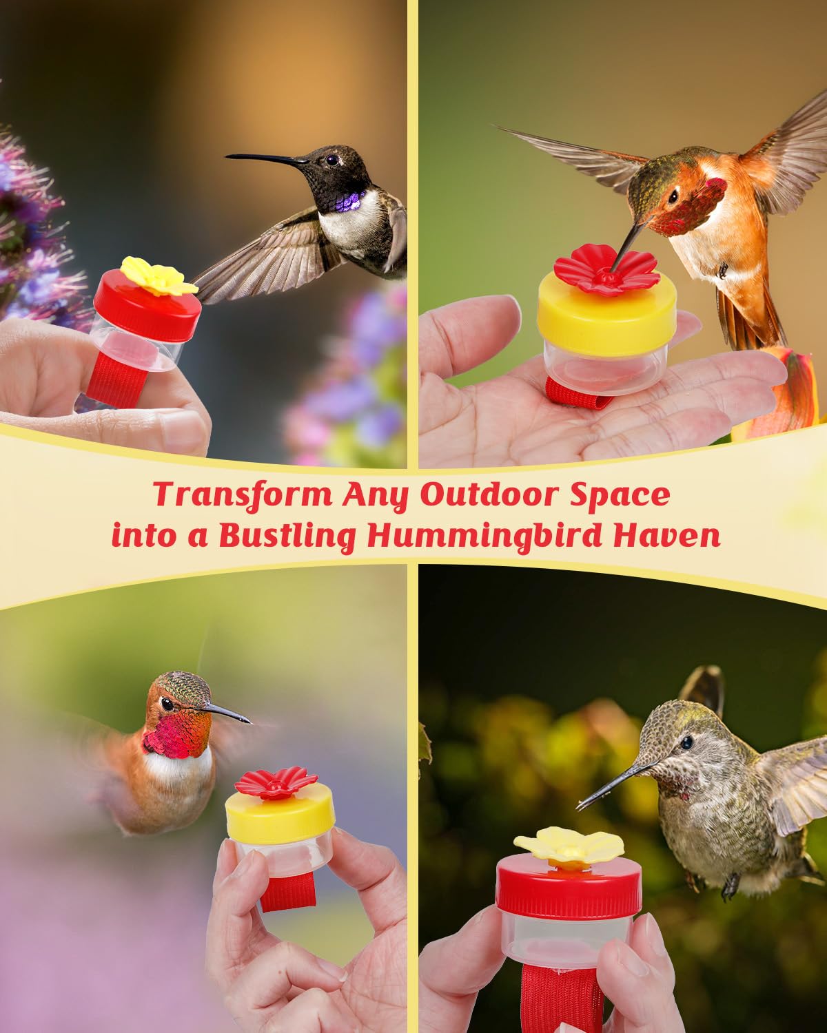Pawfly outdoor hummingbird feeder in garden attracting visitors.