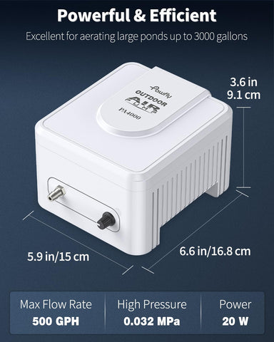 Pawfly pond aerator adjustable flow knob for precise oxygen delivery