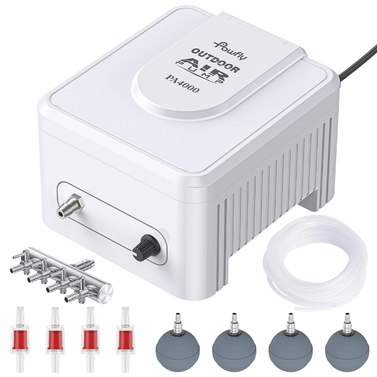 Pawfly pond air pump 500 GPH with diffuser stone diffuse oxygen throughout koi pond