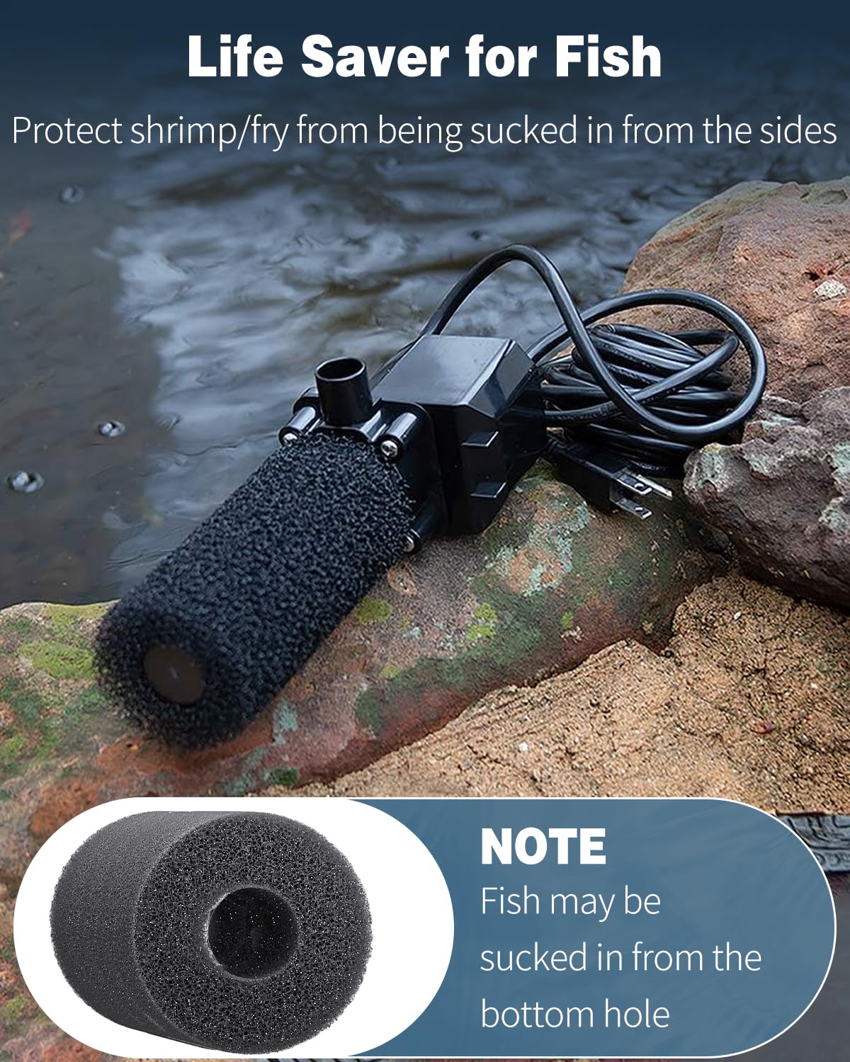 Pawfly pre-filter sponge 7137710 on Beckett pump traps fine particles.